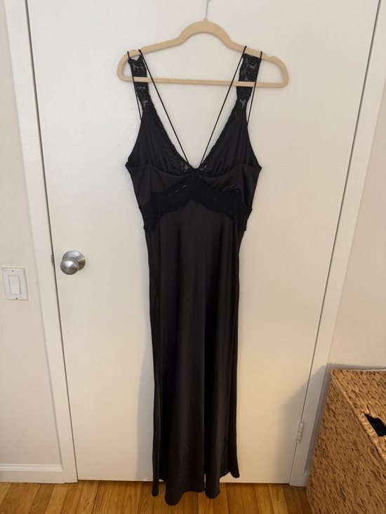 Zara Black Lace-Trim Slip Maxi - Picture 3 of 4